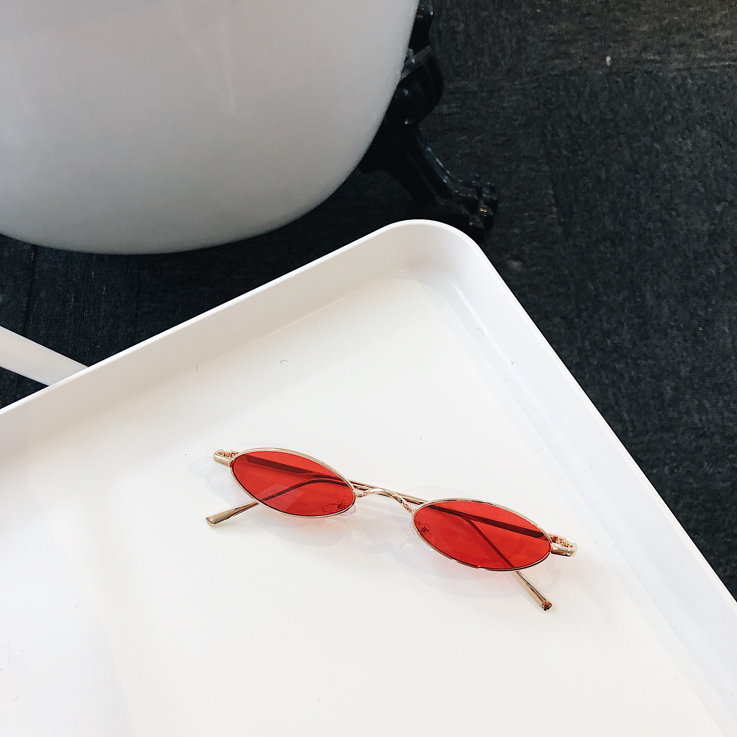 GulesRetroCatEyeSunglassesWomenYellowRedLensSunglassesF