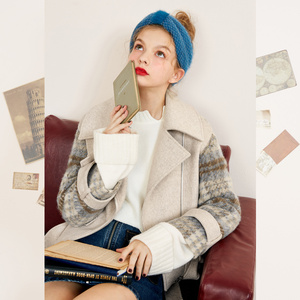 Lecho 2018 mùa xuân của phụ nữ thời trang Hàn Quốc phiên bản của kẻ sọc áo len len dài tay áo sơ mi dày lên mẫu áo măng tô nữ