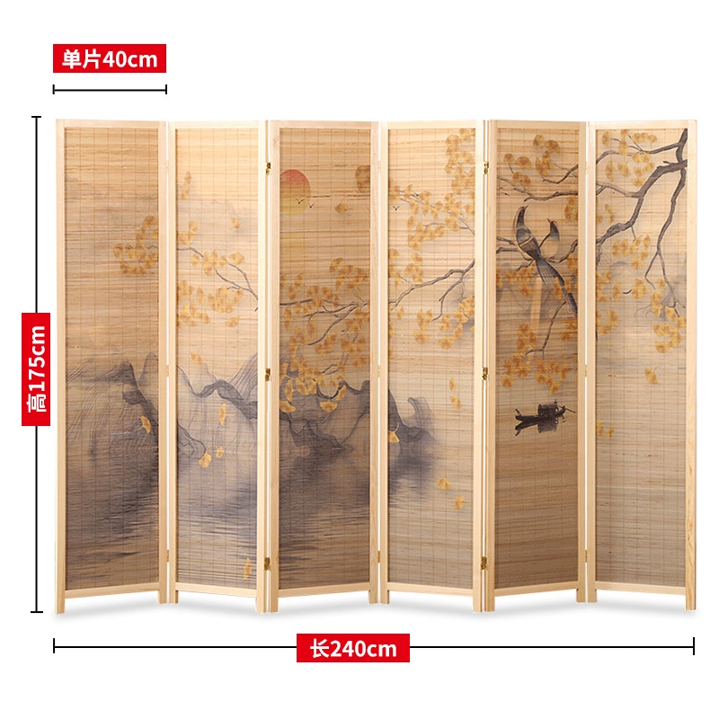 Màn hình gỗ rắn phân vùng phòng khách hiện đại Trung Quốc màn hình gấp màn hình tre trong nhà phân vùng màn hình văn phòng Ruihe hình ảnh bình phong che bàn thờ 
