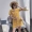 ◆ Yang Momo ◆ áo váy nữ mùa hè Hàn Quốc phiên bản của thắt lưng là mỏng một từ váy ngắn phù hợp với cổ áo màu vàng sọc đầm