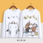 Mèo sân sau Áo phông Anime hoạt hình dài tay dễ thương demi Học sinh hai nhân dân tệ quanh quần áo nam nữ mùa thu sticker hoạt hình