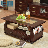 Mạnh mẽ kính cường lực bàn cà phê hình chữ nhật căn hộ nhỏ phòng khách gỗ veneer đồ nội thất hiện đại Trung Quốc trà gỗ