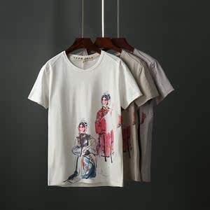 Mùa hè người đàn ông mới của ngắn tay t-shirt Trung Quốc phong cách xu hướng in ấn t-shirt thanh niên slim vòng cổ áo sơ mi 9105 áo thun nam basic
