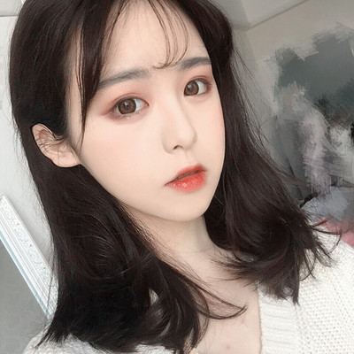 taobao agent Korean wigs, long hair pear flowers, air bangs, short straight hair wave head Qi shoulder clavicle hair, realistic buckle