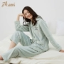 Top melon dưa pyjama phụ nữ mùa đông dày san hô lông cừu phù hợp với flannel những người yêu thích dễ thương bộ đồ ngủ kiểu áo đồ bộ