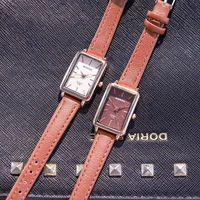 Ретро водонепроницаемые прямоугольные брендовые маленькие женские часы, в корейском стиле, простой и элегантный дизайн, легкий роскошный стиль