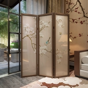 Phòng ngủ phong cách Trung Quốc mới tùy chỉnh 
            tường ngăn phòng khách gấp hoa và chim vào nhà mái hiên di động để chặn màn hình gấp