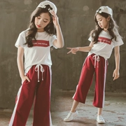 Quần áo trẻ em nữ hè 2019 mới phù hợp với thời trang bình thường nước ngoài trẻ em lớn quần ống rộng Quần thể thao Hàn Quốc phù hợp với phụ nữ - Phù hợp với trẻ em