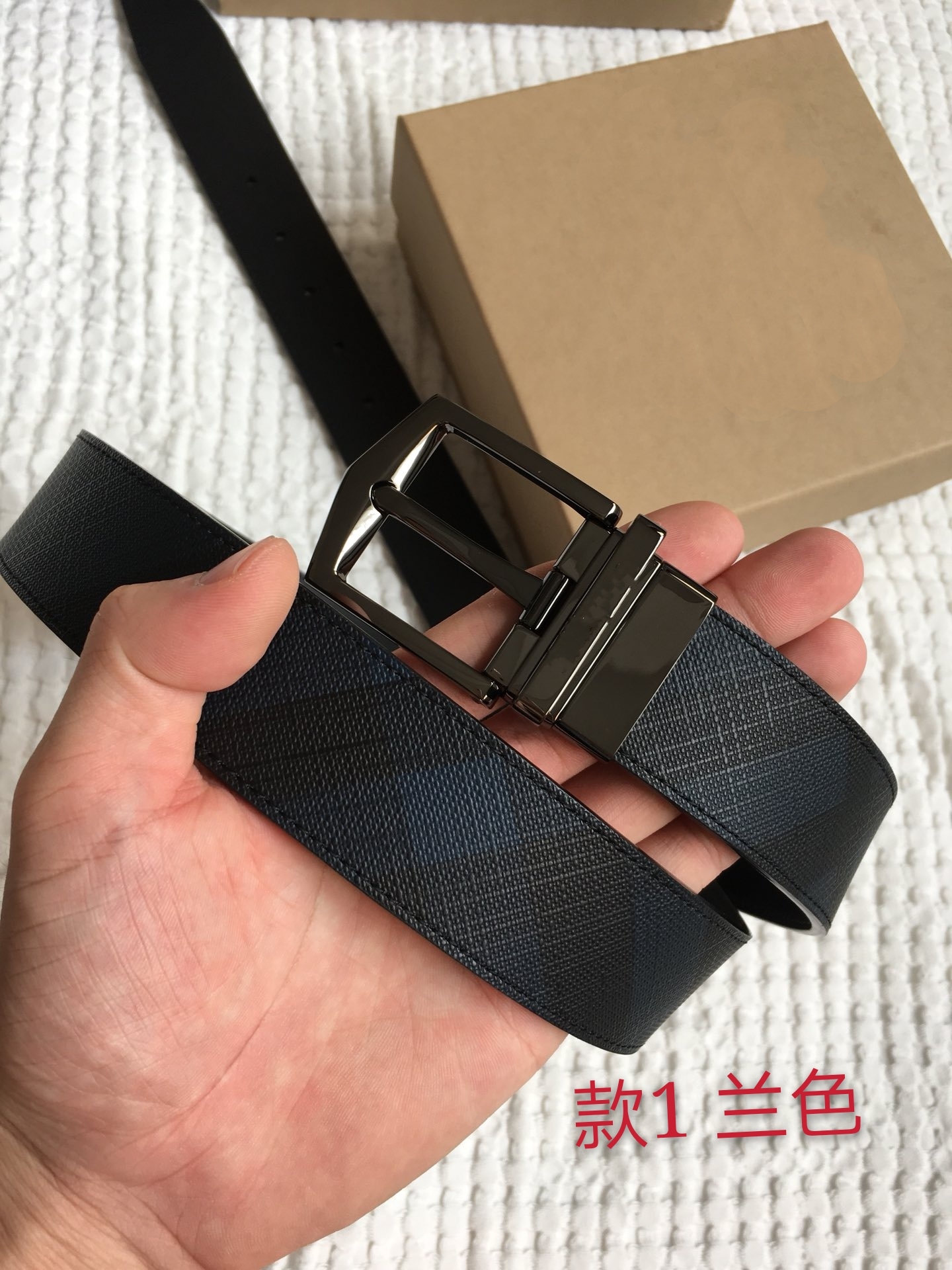 Blue (Black Button)Home B Pin buckle True cow Belt Casual and versatile youth Men's Copper buckle trend Jeans f business affairs belt male