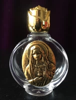 Древний золотой металлический резьба с девственной бутылкой святой воды Священное Сердце