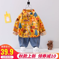 Детский осенний комплект, рубашка для мальчиков, детская одежда, детские джинсы, 0-3 лет, длинный рукав