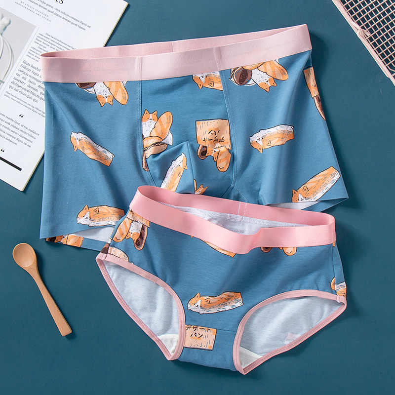 Bread Catlovers underpants modal  pure cotton lovely originality Double men and women Underwear Couple shorts suit