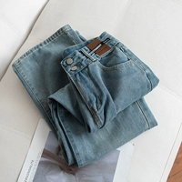 Ретро джинсы, эластичные штаны, высокая талия, свободный прямой крой