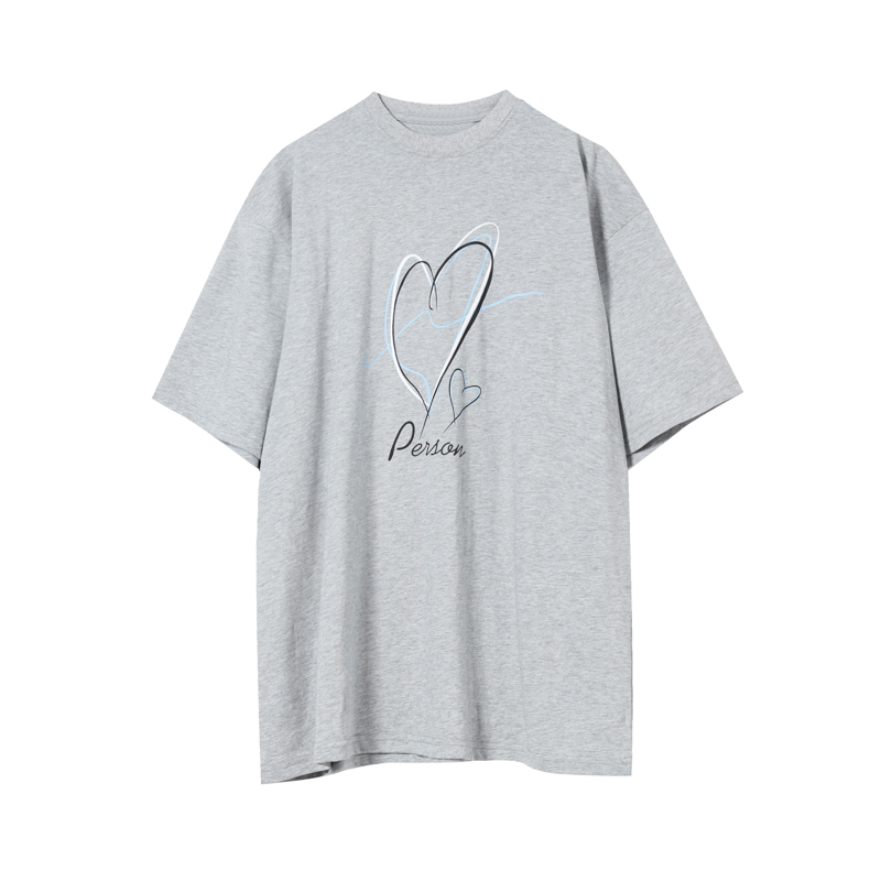Greycuibuju / 21ss summer ins Advanced sense leisure time Short sleeve male love Simplicity printing lovers Versatile T-shirt