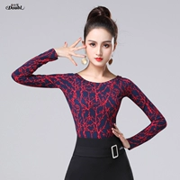 Женский воротник с длинным рукавом (темно -синяя красная красная ветвь)