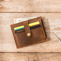 Retro thẻ nhỏ túi da nam mini siêu thẻ đa thẻ ngân hàng nữ đặt lớp đầu tiên thẻ da chủ thẻ ví đựng tiền