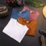 Quần áo trẻ em vừa và nhỏ 2018 mùa xuân mới cô gái rắn màu hoang dã T-Shirt trẻ em của vòng cổ giản dị bên trong đáy áo các kiểu áo sơ mi hoa nữ đẹp