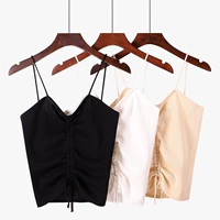 Mùa hè 2019 mới dây rút mỏng thắt lưng đan áo vest gợi cảm băng lụa sling tops quần áo phụ nữ - Áo ba lỗ thời trang nữ