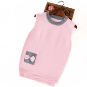 Quần áo trẻ em cotton cô gái mới mùa xuân và mùa thu vest trong chiếc áo len trẻ em cổ tròn mỏng áo len trẻ em vest vest - Áo ghi lê