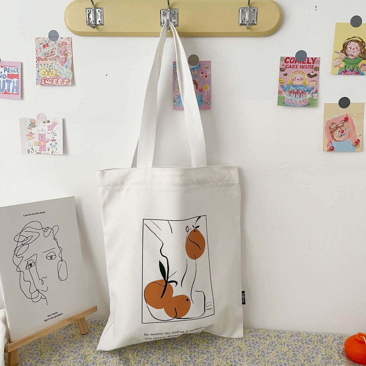 Peach Shoulder BagKorean version new pattern solar system commute Design Canvas bag The single shoulder bag high-capacity like a breath of fresh air Versatile Cloth bag female summer