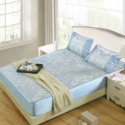 Mùa hè mat băng lụa giường 笠 1,5 m 1,8 m giường mùa hè điều hòa không khí mềm mat có thể giặt ba mảnh 1.2