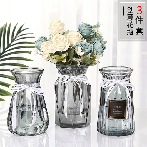 Творческая стеклянная ваза европейская простота гидропонное богатство бамбук зеленый укроп лилия гидропонная вода -ваза