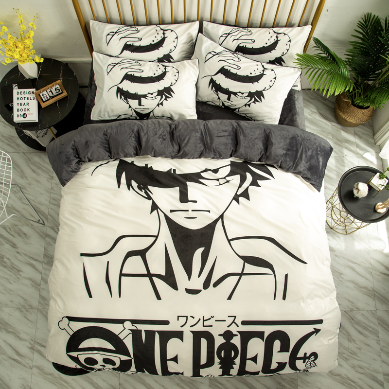 Light GreyCartoon comic Naruto sheet Four piece suit Yu Zhibo Weasel Quilt cover sheet dormitory Three piece set thickening keep warm