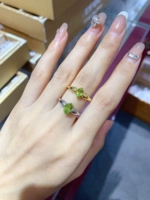Натуральное небольшое дизайнерское зеленое модное кольцо с камнем, серебро 925 пробы, легкий роскошный стиль, с драгоценным камнем, на указательный палец