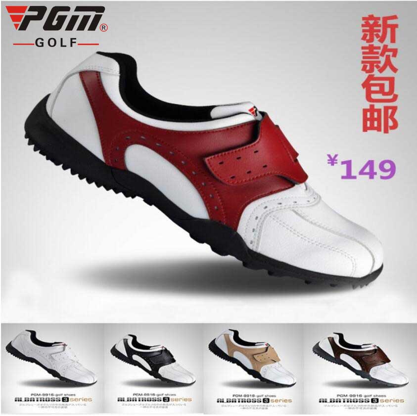 รุ่นอัพเกรด PGM จัดส่งฟรี! รองเท้ากอล์ฟ Mens Golf Mens รองเท้าพื้นรองเท้ายางกันน้ำ Velcro Light