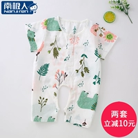 Nam cực bé bé onesies mùa hè sơ sinh quần áo nam giới và phụ nữ bé bông gạc đồ ngủ mỏng romper quần áo bộ body bé trai