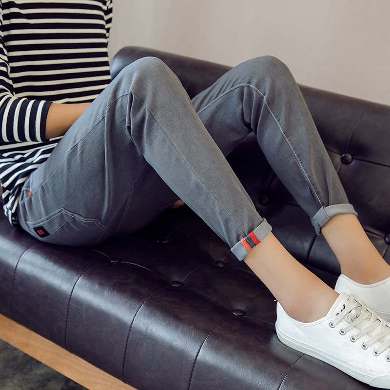 Phiên bản Hàn Quốc của quần jean nam co giãn chân quần dài 9 điểm xu hướng phù hợp với mùa hè quần âu nam - Quần jean