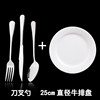 Polarized steak knife fork spoon 3 pieces set+plate