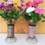 Mô phỏng giỏ hoa nhựa chậu hoa chậu hoa trắng dệt bình hoa tre trang trí hoa khô bằng sắt rèn hoa - Vase / Bồn hoa & Kệ chậu hoa ban công