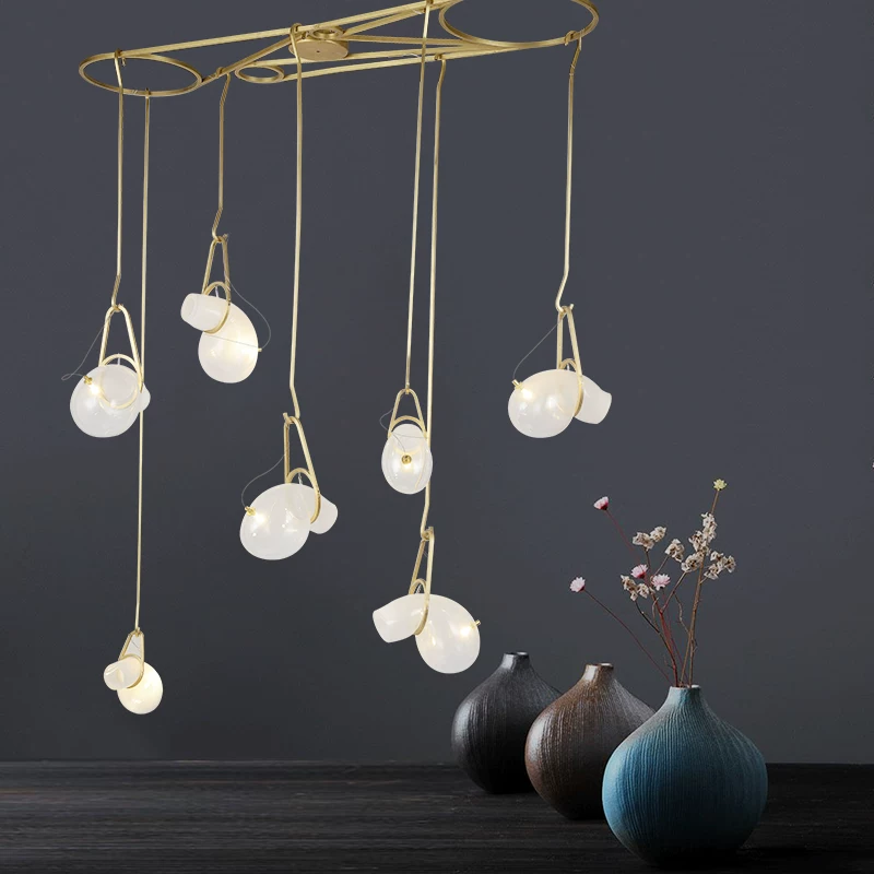 Modern copper glass ceiling lamp for living room