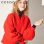 CC & DD phiên bản tiếng Hàn đơn giản của áo khoác lông rắn màu dài tay áo khoác len nữ C174DY023413 - Áo Hàn Quốc áo khoác dạ măng tô nữ
