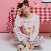 Phụ nữ lỏng lẻo đồ ngủ cotton dài tay quần casual mô hình chất béo MM cotton mùa xuân và mùa thu dịch vụ nhà XXXL phù hợp với các kiểu đồ bộ mặc ở nhà đẹp