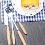 Tay cầm bằng gỗ dao kéo Tay cầm bằng gỗ trái cây bít tết và nĩa đũa đặt bộ sành ăn - Đồ ăn tối bộ chén dĩa cao cấp