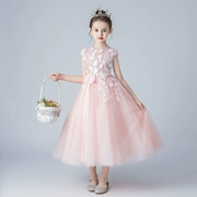 Đầm trẻ em công chúa váy bé gái sinh nhật màu hồng váy bé gái sợi nước ngoài chủ trì trang phục piano - Váy trẻ em