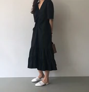 Thai sản phiên bản Hàn Quốc mùa hè mới giản dị váy dài váy siêu cổ tích đầu gối bà bầu dài đầm mẹ nóng bỏng - Áo thai sản