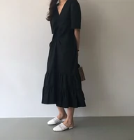 Thai sản phiên bản Hàn Quốc mùa hè mới giản dị váy dài váy siêu cổ tích đầu gối bà bầu dài đầm mẹ nóng bỏng - Áo thai sản siêu thị đồ bầu