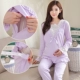 Quần áo mùa hè cotton mang thai phụ nữ đồ ngủ mùa xuân và mùa thu sau sinh cho con bú quần áo cho con bú quần áo dài tay phù hợp với dịch vụ nhà - Giải trí mặc / Mum mặc