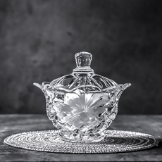 Сахарница 玻璃透明迷你可爱扁储物罐首饰盒元宝造型带盖方糖罐闺蜜小礼物