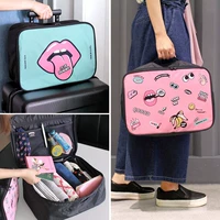 Hàn Quốc du lịch túi lưu trữ hành lý quần áo hoàn thiện túi quần áo túi lưu trữ xách tay có thể kéo túi xe đẩy - Vali du lịch vali màu hồng