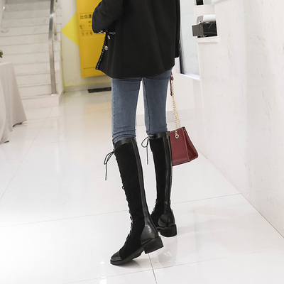 欧洲站绑带长靴女2018初秋新款百搭帅气英伦风后拉链厚底马丁靴子-淘宝网 欧洲站绑带长靴女2018初秋新款百搭帅气英伦风后拉链厚底马丁靴子-淘宝网