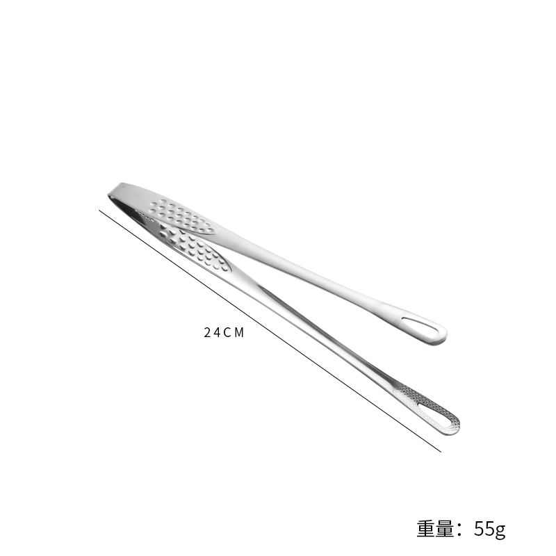 24Cm Barbecue Clip (Silver)Korean style Barbecue clip 304 stainless steel Clip Barbecue clip kitchen lengthen Food clip Restaurant special-purpose Steak clip