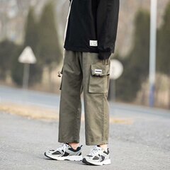 Functional style overalls men's ins Hong Kong Style loose straight pants Korean Trend super hot CEC falling feeling broad leg pants handsome