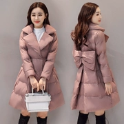 Quần áo cotton nữ dài phần mới phiên bản Hàn Quốc của mùa đông hoang dã rộng rãi áo khoác cotton dày một từ áo choàng lông bông phong cách thủy triều - Bông
