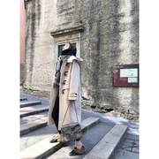 Zhang Beibei ibell mùa đông 2018 phụ nữ Hàn Quốc cashmere phần dài áo len sừng khóa áo len