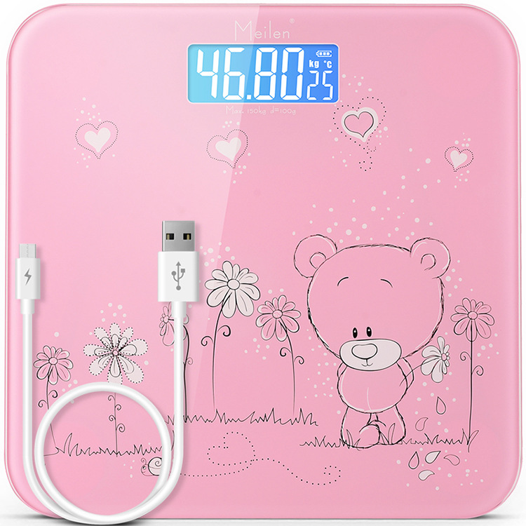 Stupid Bear (28 * 28)Weighing scale household accurate durable jin lovely girl Cartoon Body scale high-precision lb pound Weight loss scale dormitory