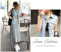 Mùa hè đẹp của phụ nữ kích thước lớn Áo khoác denim lỗ mỏng Nữ áo len ngắn vest vest áo sơ mi hoang dã - Áo vest thời trang nữ 2021